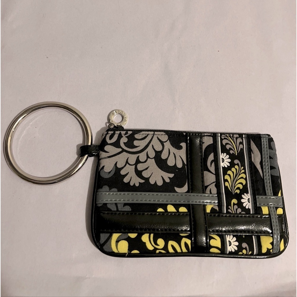 Vera Bradley Retired Baroque Bangle Wristlet Floral Black Gray Green O Ring NWOT